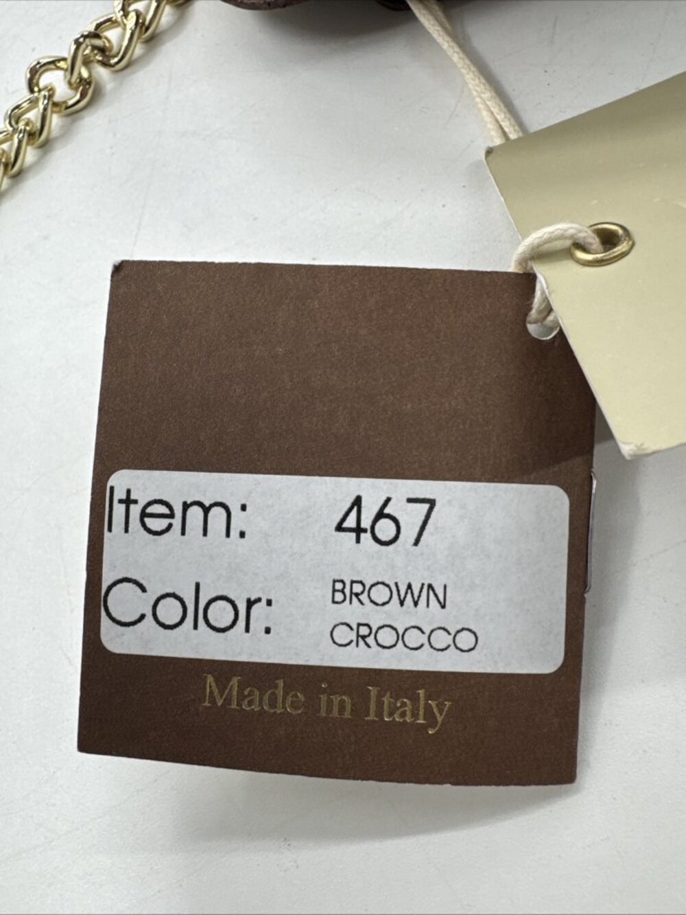 Pratesi Firenze Brown Croc Embossed Italian Leather Crossbody Bag Gold Chain NEW - Picture 10 of 15